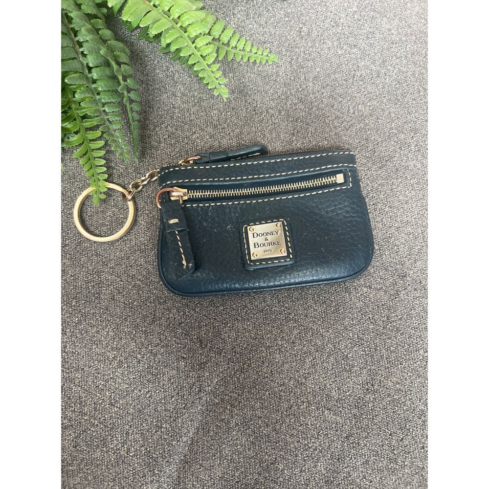 Dooney and Bourke blue keychain coin‎ pouch wallet zip card holder leather